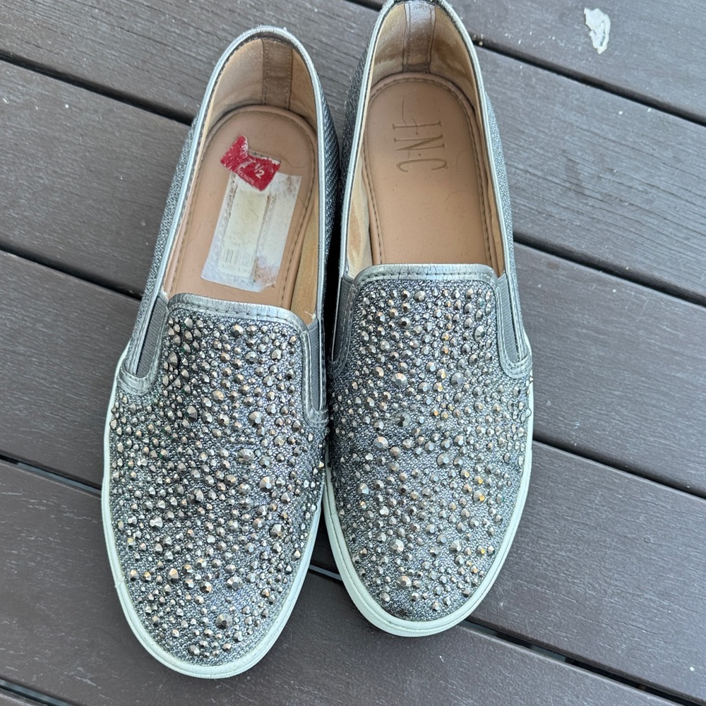 INC International Concepts Women's Glittering Silver Sneakers